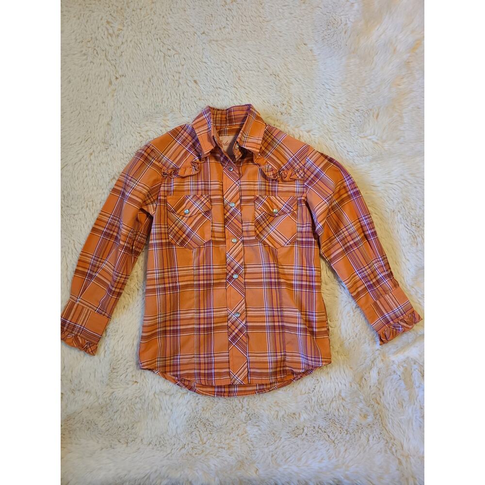 Rodeo Girl By Liz orange with snap button down shirt  sz 5